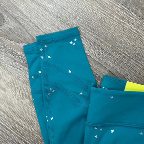 All in Motion Girls' Teal Blue Silver Star Print Leggings - Size XS - NWT - Picture 4 of 9